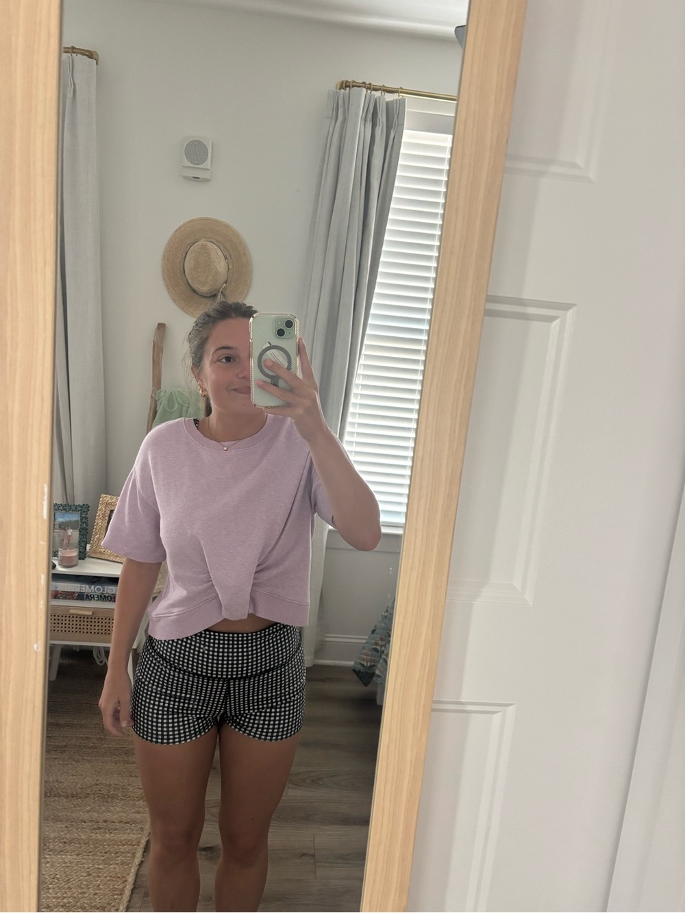 LOFT Lavender Twist-Front Short Sleeve Tee